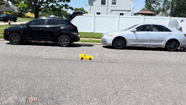 Yellow Gas Car Ripping up and Down the Street!!